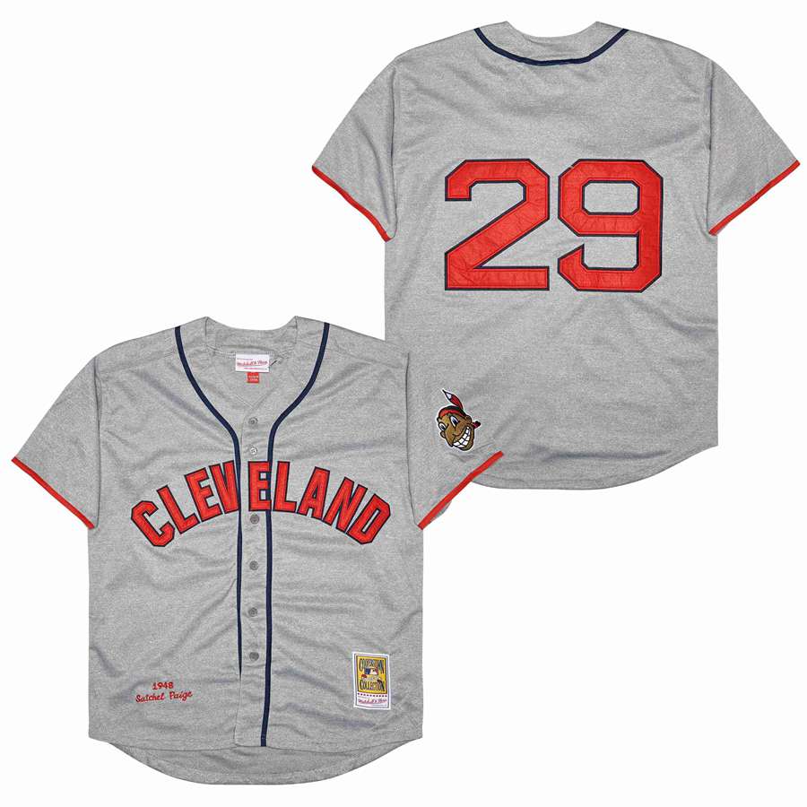 Men Cleveland Indians #29 Paige grey 1948 MLB Jerseys->cleveland indians->MLB Jersey